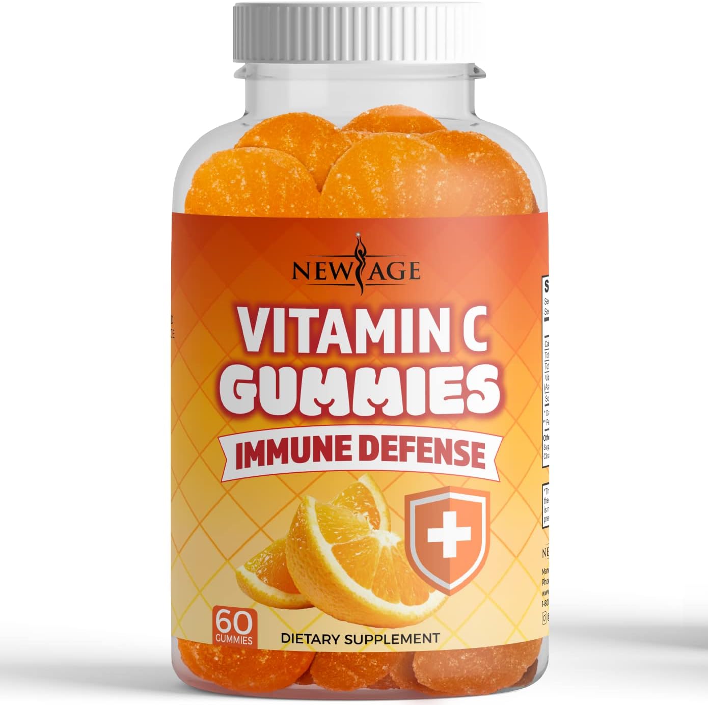 Vegetarian Orange Vitamin C Gummies for Immune Support - Gluten-Free (60 Gummies)