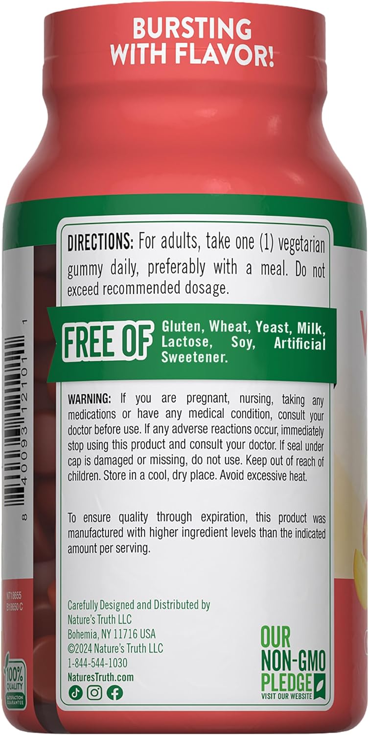 Vegetarian Peach Flavor Vitamin D3 Gummies | 5000 IU | 120 Count | Non-GMO & Gluten Free Supplement