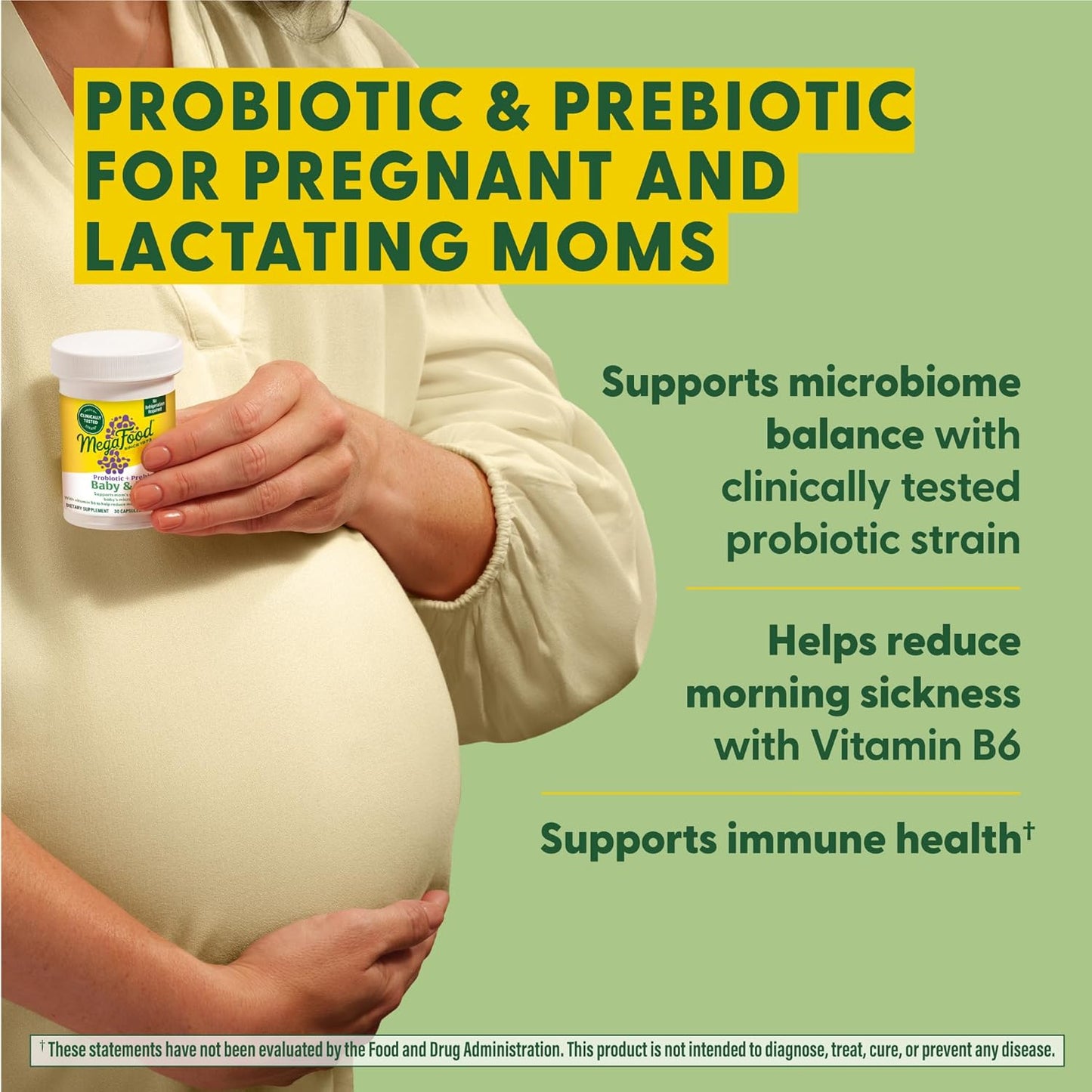 Vegetarian Prenatal Probiotic for Women - Digestive & Immune Support with Vitamin B6 - Morning Sickness Relief - 30 Capsules