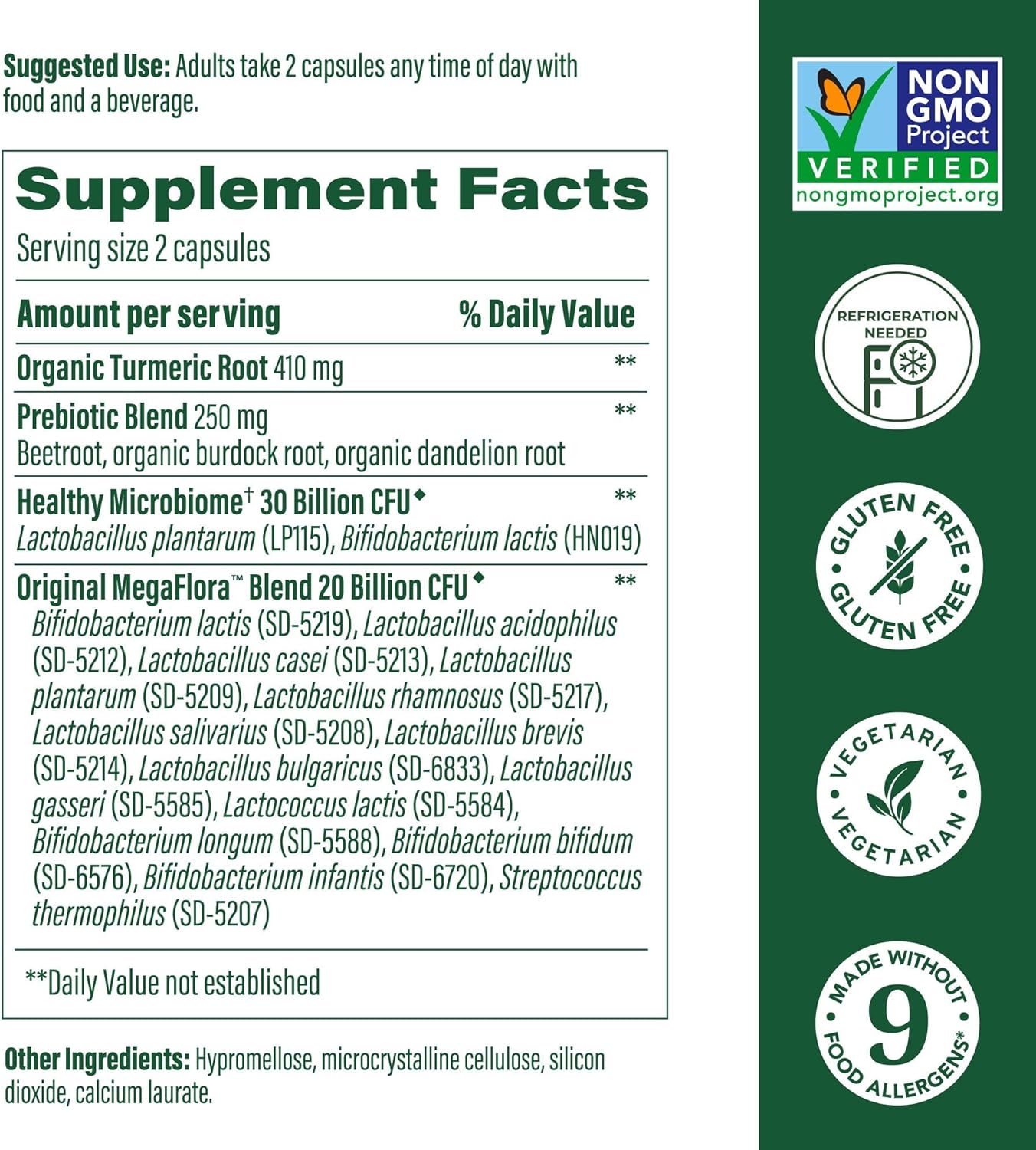 Vegetarian Probiotic and Prebiotic Supplement with Turmeric for Women's Digestive Health - 50 Billion CFUs - 14 Strains - 90 Capsules