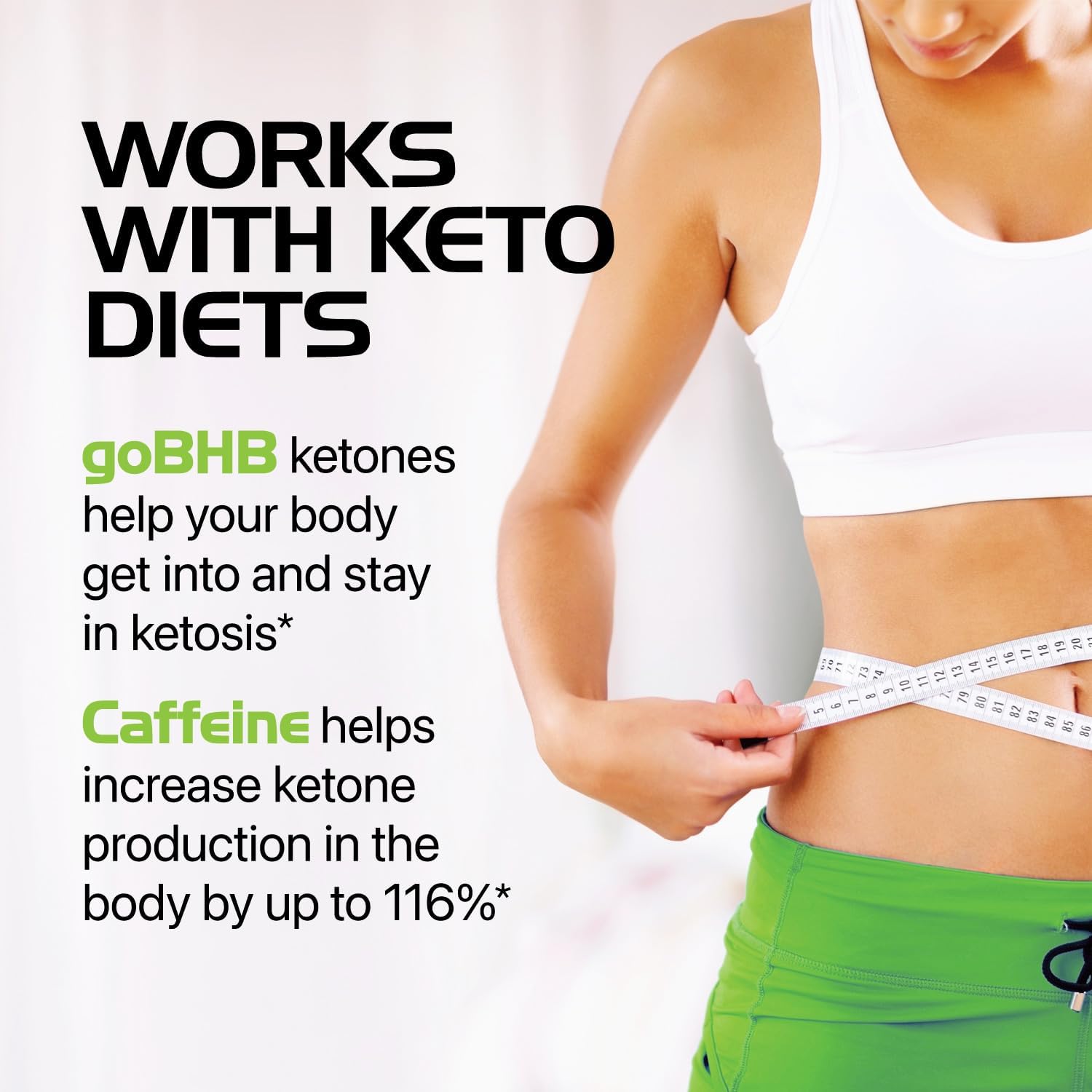 Vegetarian Real Ketones Keto BHB Supplement for Energy, Focus & Ketosis Support - 1 Month Supply with goBHB, Caffeine & Body Sculpting Benefits