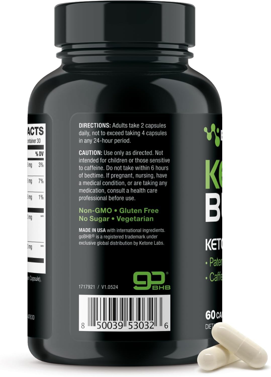 Vegetarian Real Ketones Keto BHB Supplement for Energy, Focus & Ketosis Support - 1 Month Supply with goBHB, Caffeine & Body Sculpting Benefits