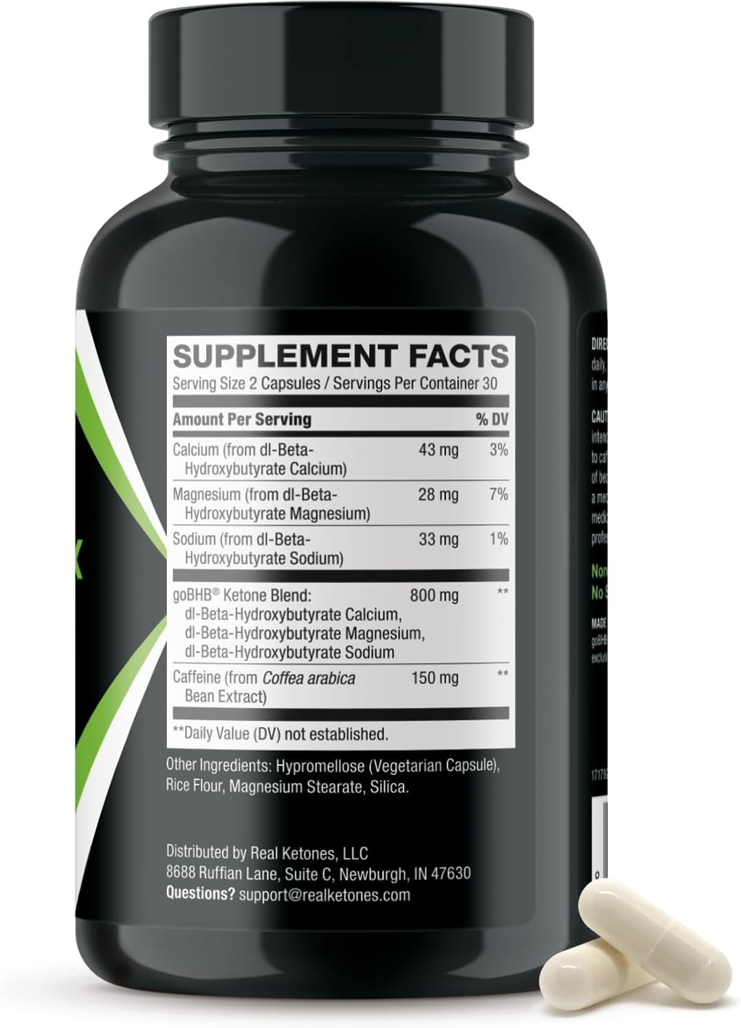 Vegetarian Real Ketones Keto BHB Supplement for Energy, Focus & Ketosis Support - 1 Month Supply with goBHB, Caffeine & Body Sculpting Benefits