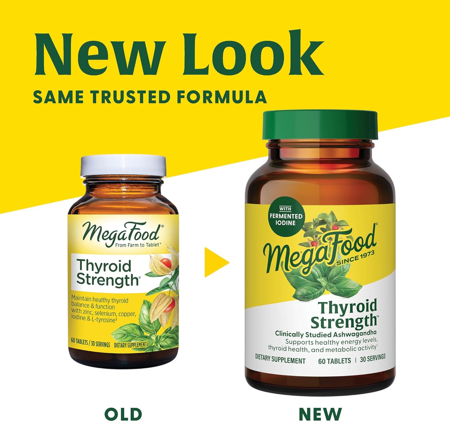 Vegetarian Thyroid Support Supplement with Ashwagandha, Zinc, Selenium, Copper, Iodine, L-Tyrosine - 60 Tabs