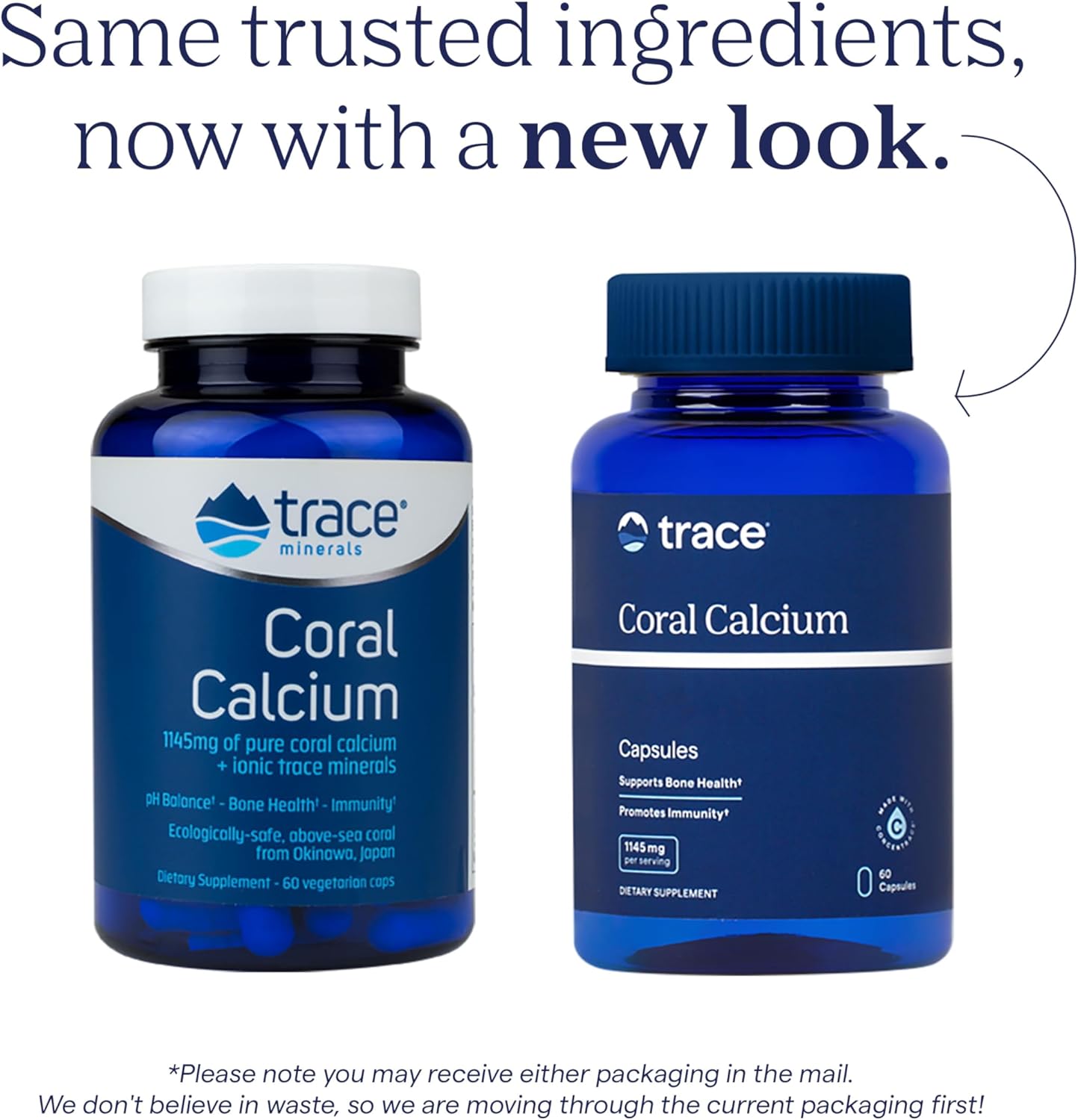 Vegetarian Trace Minerals Coral Calcium Supplement for Immune and Bone Health - Includes Vitamins C & D - 60 Capsules (30 Servings)