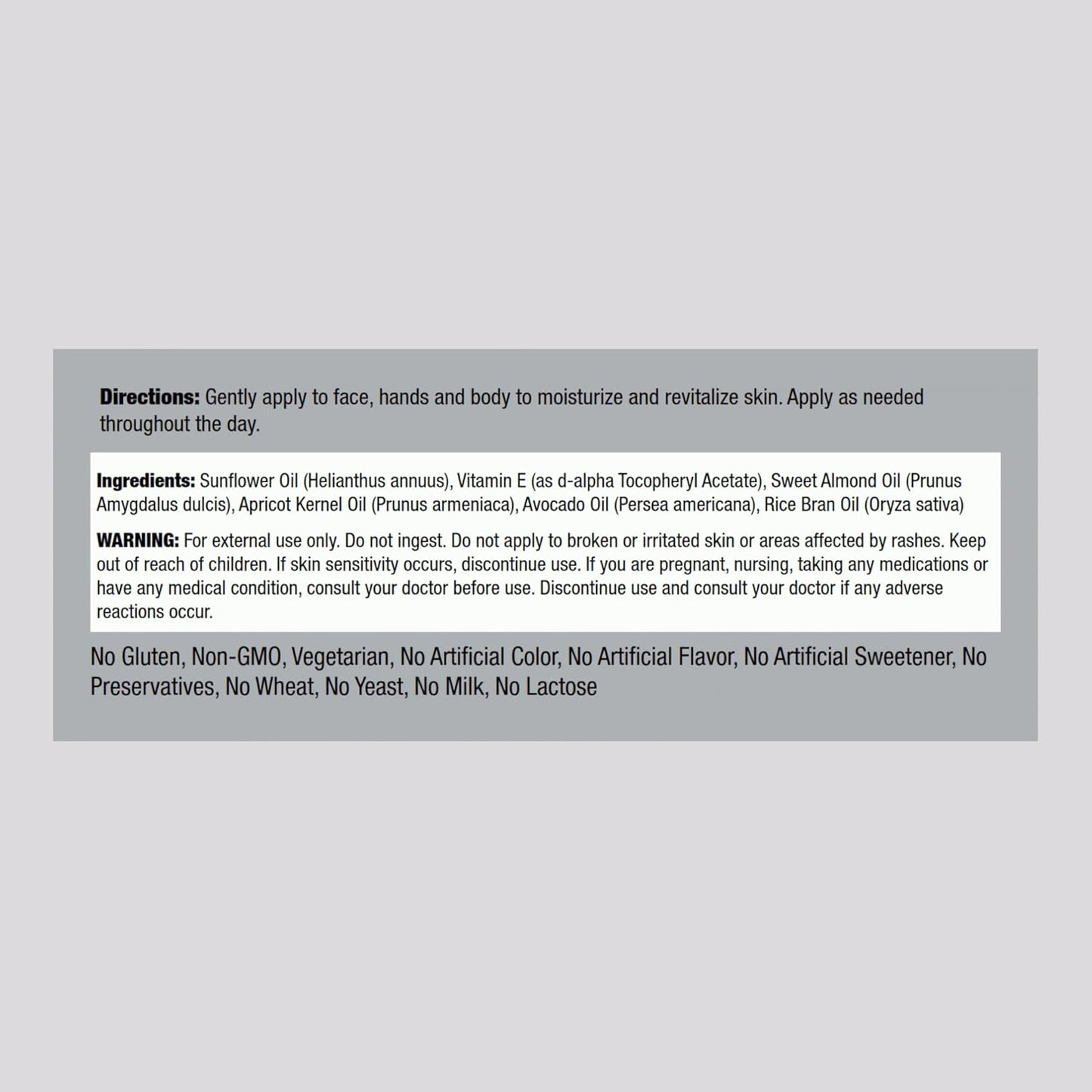 Vegetarian Vitamin E Oil for Skin, Hair, Face | 5000 IU | 4 fl oz | Nourishing Complex