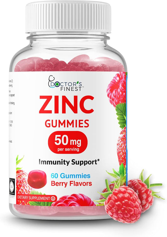 Vegetarian Zinc Gummies - 50mg, Gluten-Free, GMO-Free, Berry Flavor - 60 Count