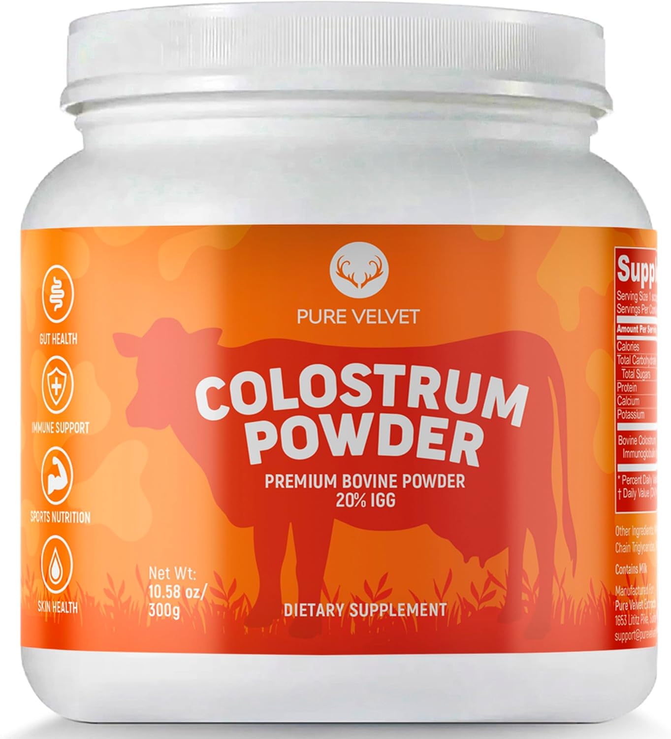 Velvet Colostrum Powder: Gut Health, Hair Growth, Immune Support - 10 oz Dairy Supplement with Lactoferrin & Immunoglobulins - BoostGo Australia