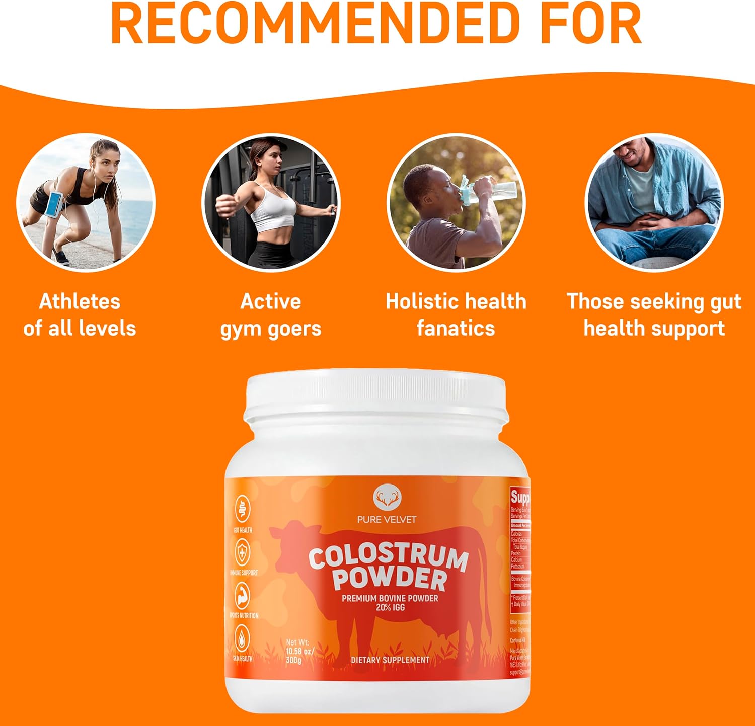 Velvet Colostrum Powder: Gut Health, Hair Growth, Immune Support - 10 oz Dairy Supplement with Lactoferrin & Immunoglobulins - BoostGo Australia