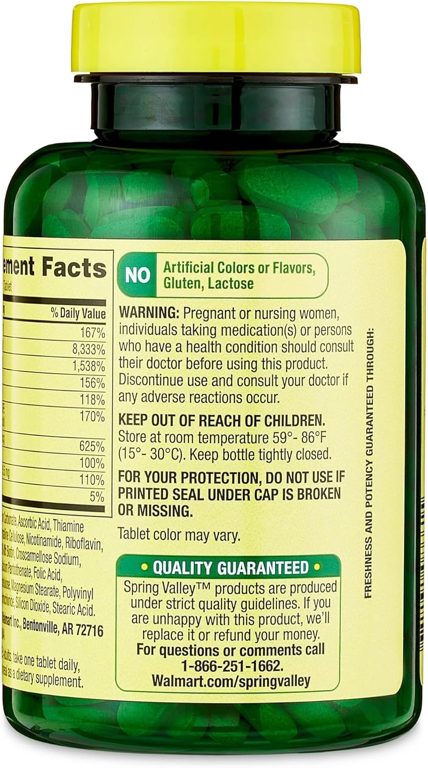 VENANCIO'S SHOP Super Vitamin B Complex Tablets - Spring Valley, 250 Count Dietary Supplement