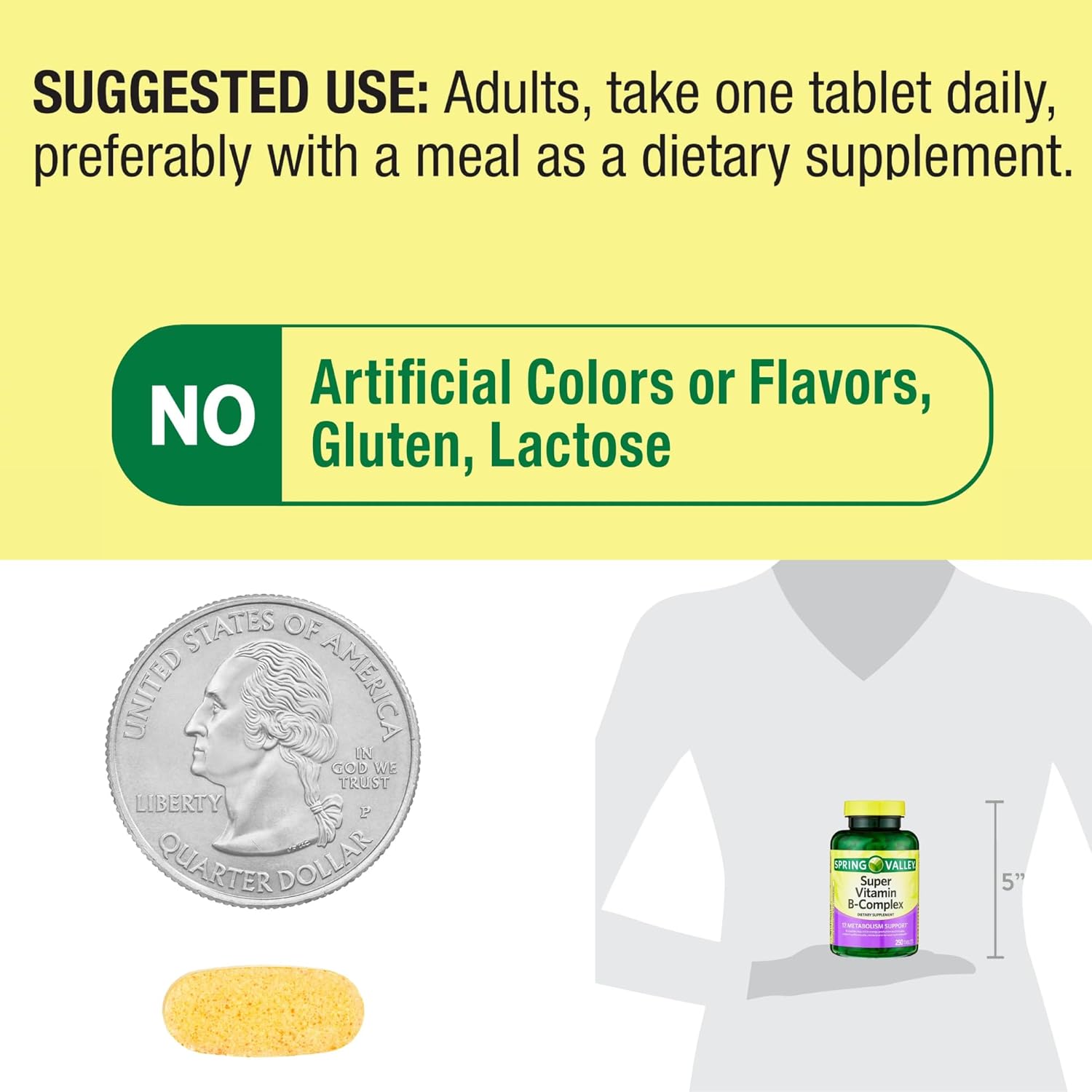 VENANCIO'S SHOP Super Vitamin B Complex Tablets - Spring Valley, 250 Count Dietary Supplement