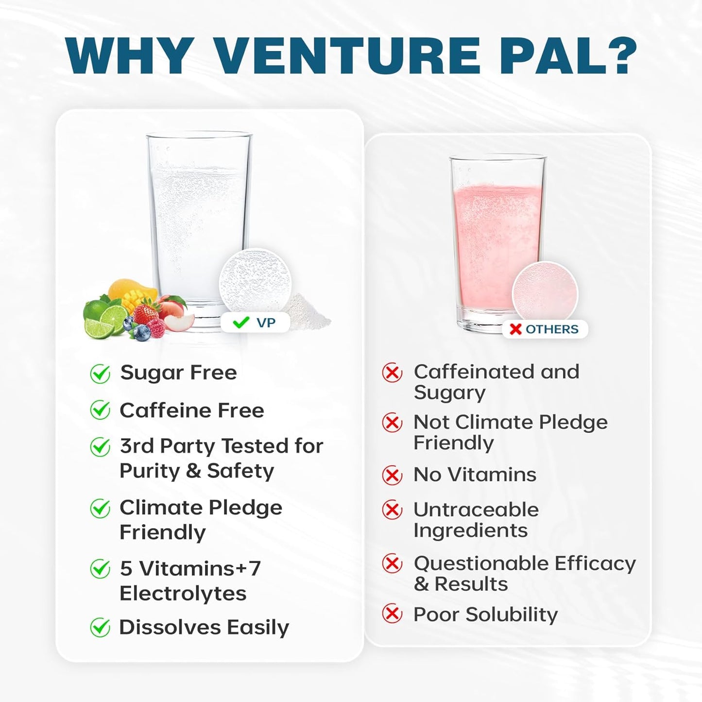 Venture Pal Sugar Free Electrolyte Powder Packets - Hydration Drink Mix with Vitamins & Electrolytes - Keto Friendly & Non-GMO - 16 Sticks