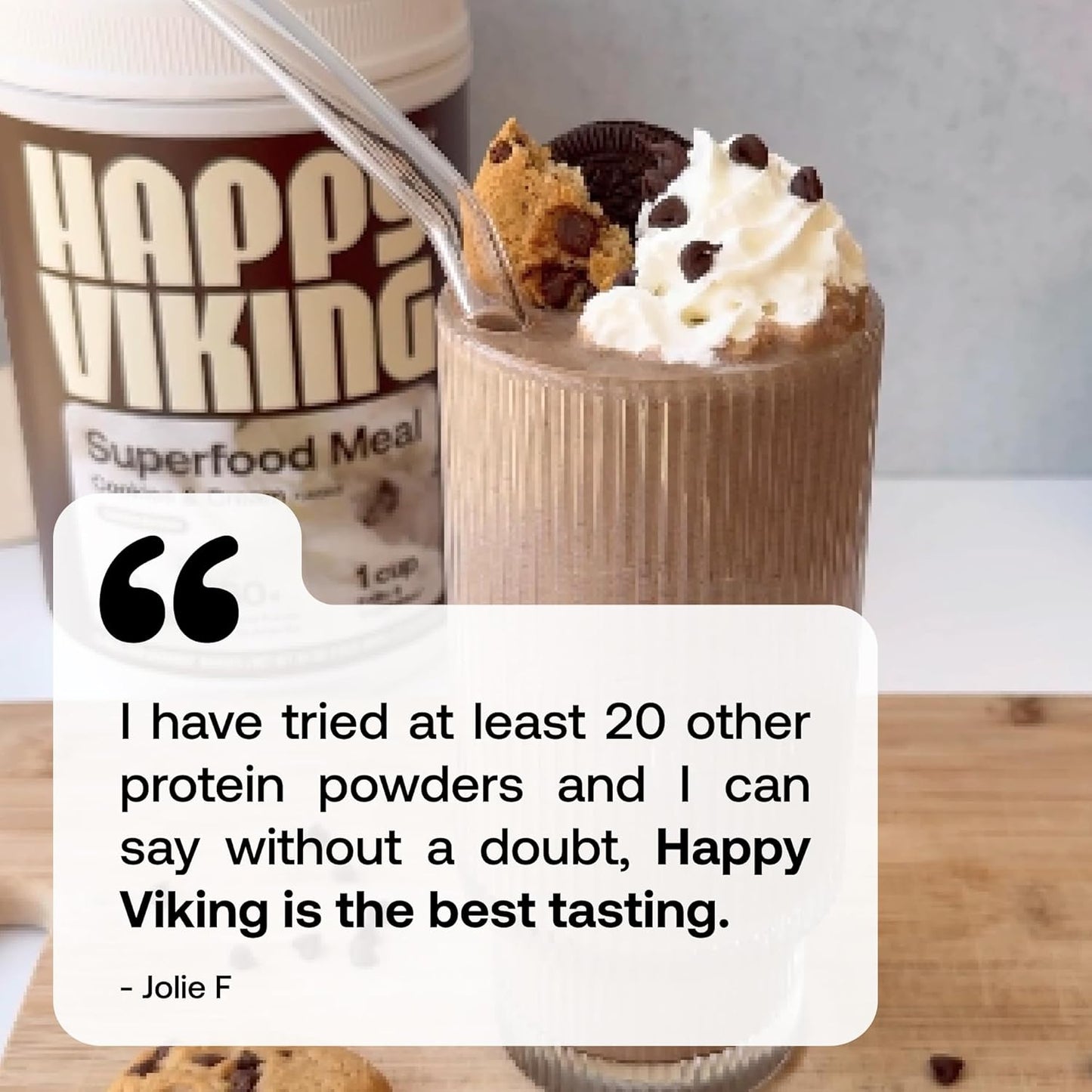 Venus Williams' Happy Viking Cookies and Cream Plant Protein Powder: 20g Protein, Low Carb, Keto, Vegan, Gluten-Free, Non-GMO Meal Replacement