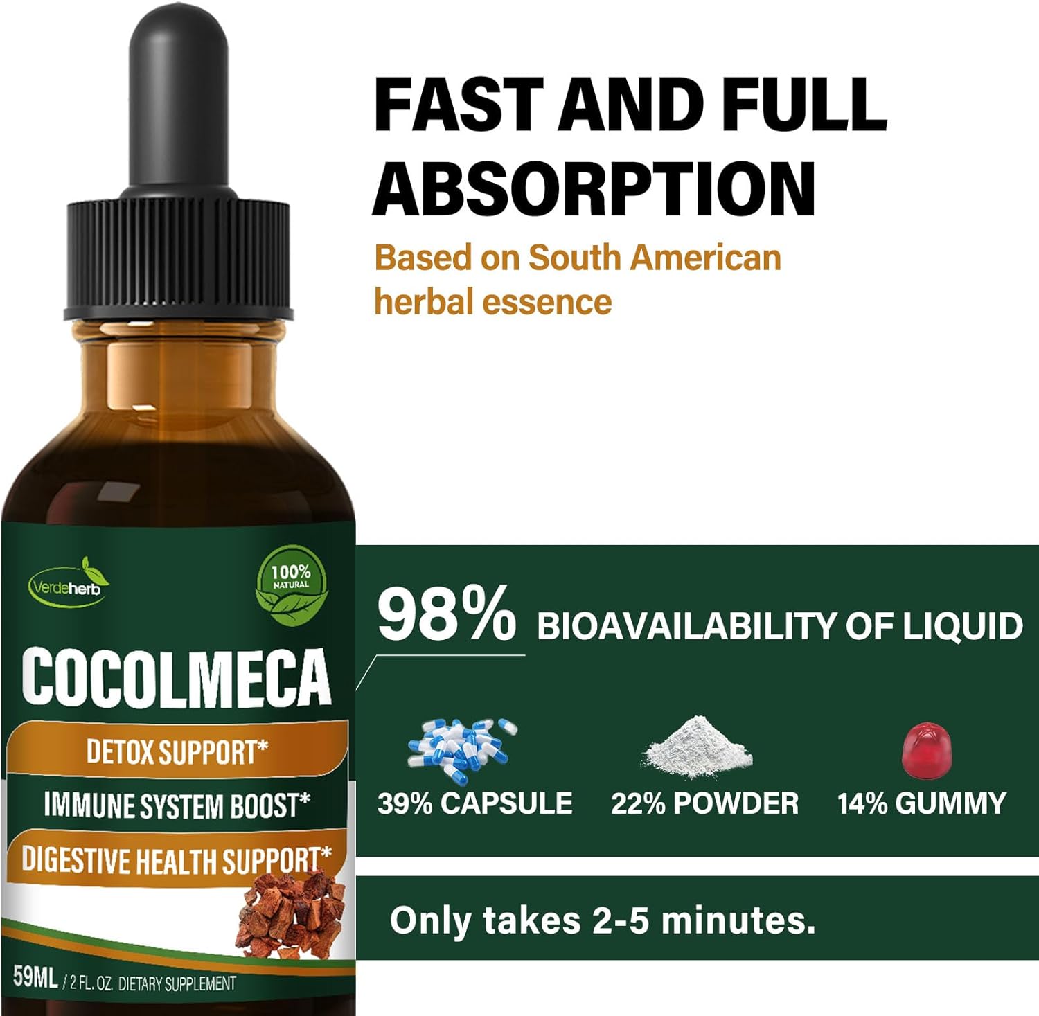 Verdeherb Cocolmeca Bark Liquid Drops - Herbal Body Detox Cleanse Support - Immune Boost & Digestive Health - 2oz