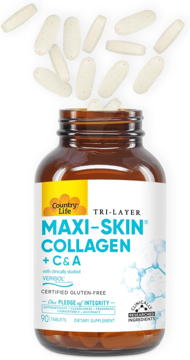 Verisol Collagen Peptides Tablets - Reduce Wrinkle Depth & Boost Skin Elasticity - 90 Tablets with Vitamin A&C - Collagen Powder for Women & Men - Increase Skin Collagen by 60%