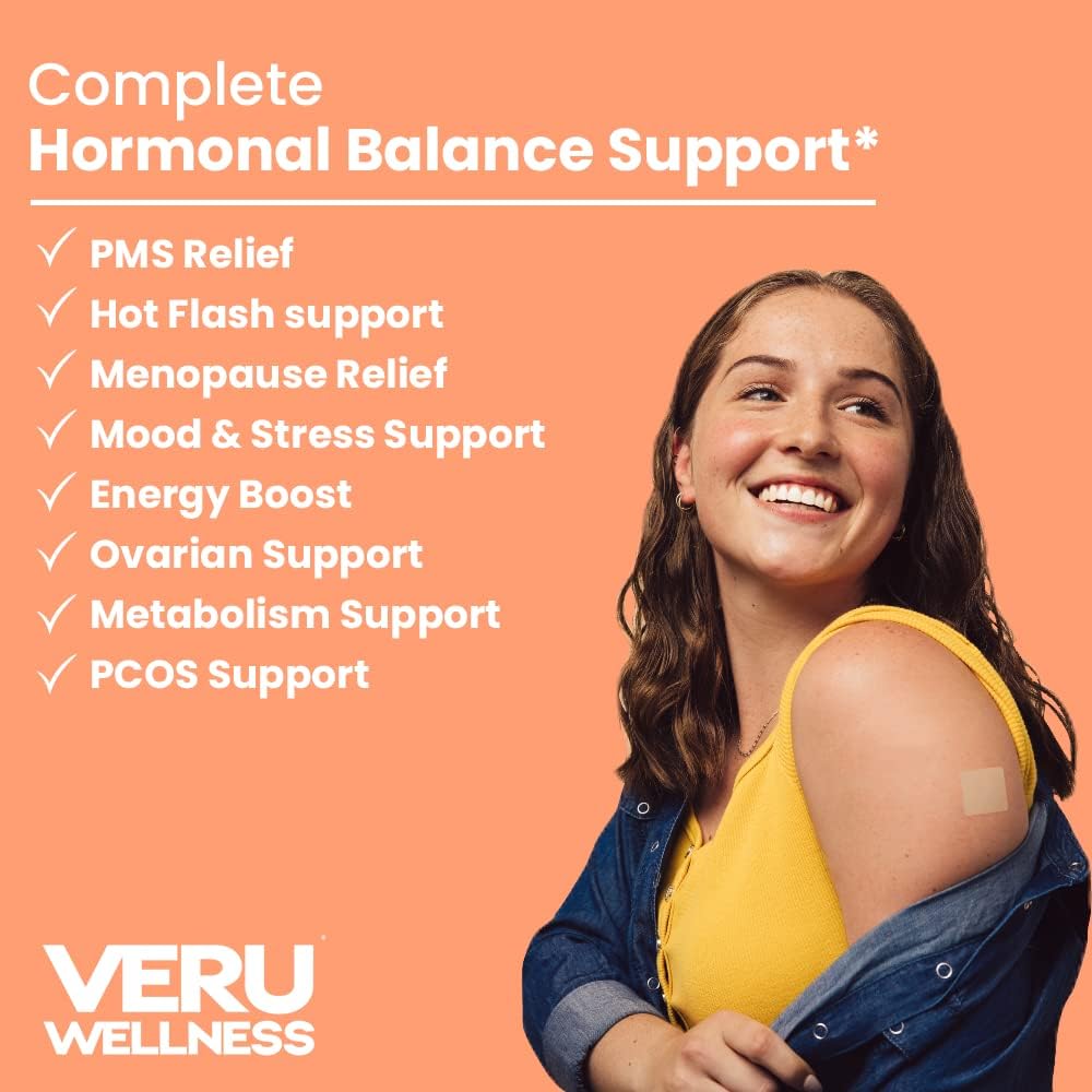 Veru Wellness Hormonal Balance Patch Bundle for Women - Myo-Inositol, D-Chiro, Ashwagandha, B12 - PMS Relief, Menstrual Support, Mood Stress & Energy - 2 Month Supply