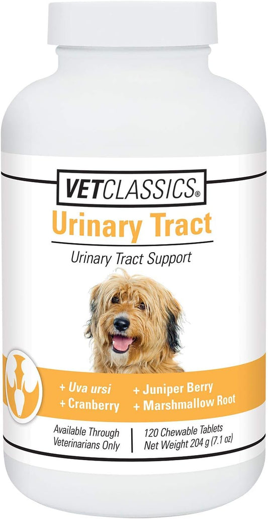 Vet Classics Urinary Tract Support Dog Supplement with Cranberry - Pet Incontinence Relief - Chewable Tablets 120 Ct.