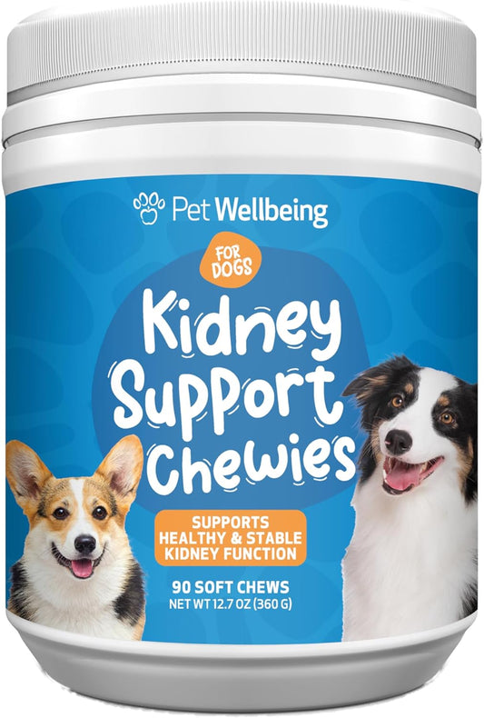 Veterinarian-Formulated Pet Wellbeing Kidney Support Soft Chews for Dogs - Promotes Healthy Kidney Function & Energy - Rehmannia, Astragalus - 90 Chewies