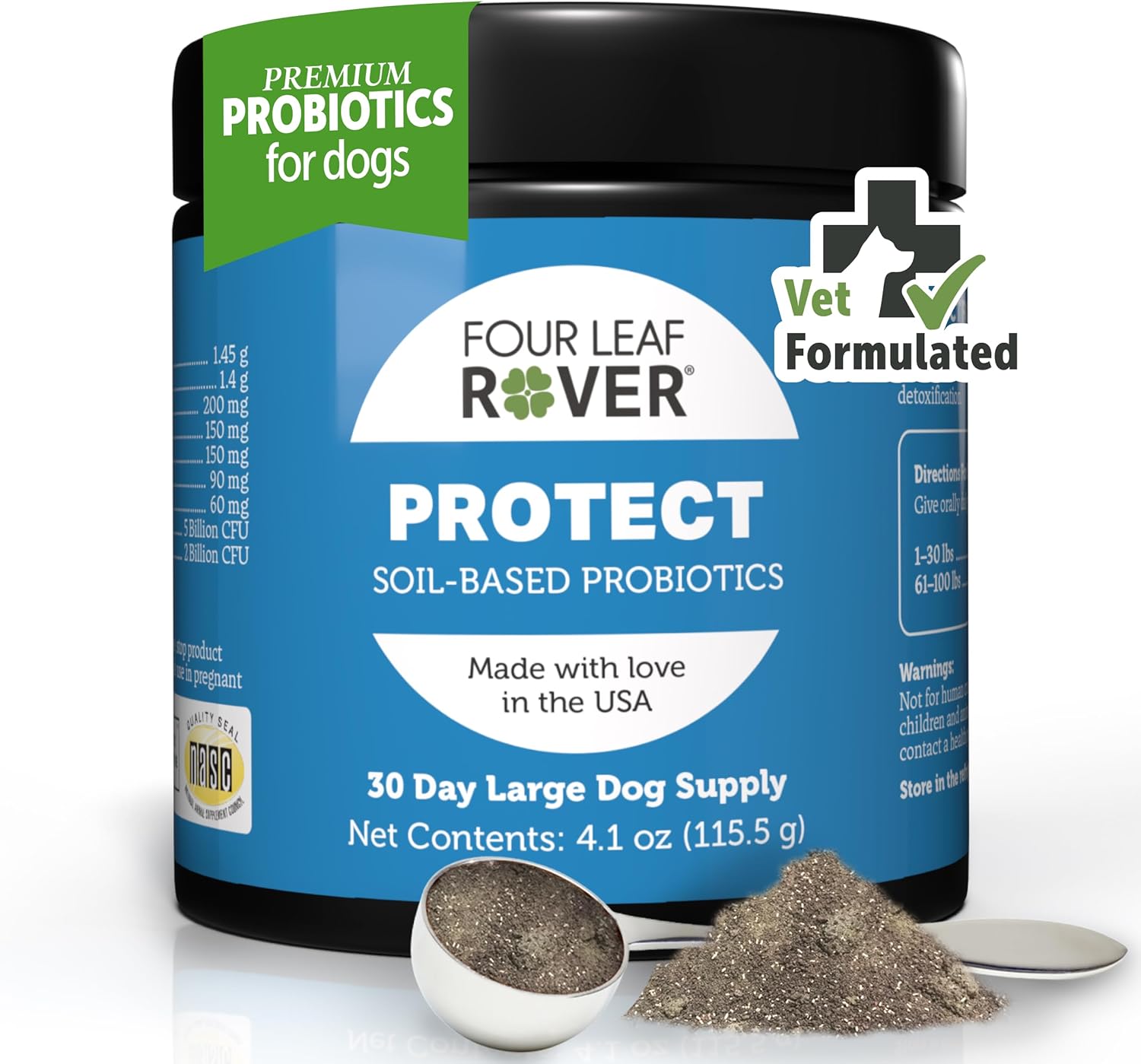 Veterinarian Formulated Probiotics for Dogs with Natural Prebiotics and Antioxidants - Supports Gut Health and Detoxification - 60 Day Supply for Large Dogs