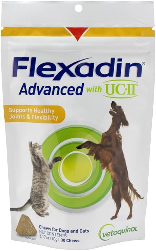 Vetoquinol Flexadin Advanced Hip and Joint Supplement for Dogs and Cats with UC-II Collagen - Vet-Approved Formula, 30 Chews - BoostGo Australia