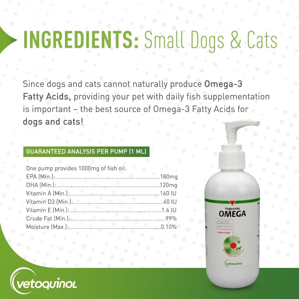 Vetoquinol Omega 3 Liquid Fish Oil Supplement for Dogs and Cats - Skin, Coat, Joint, and Immune Health - 8oz - BoostGo Australia