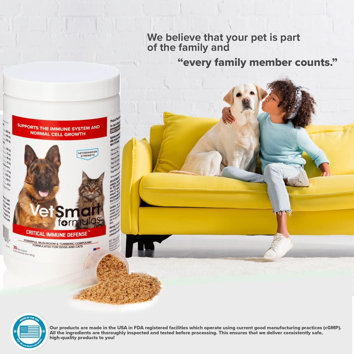 VetSmart Critical Immune Defense Formula for Dogs & Cats - Mushroom & White Turmeric - 30-Day Supply