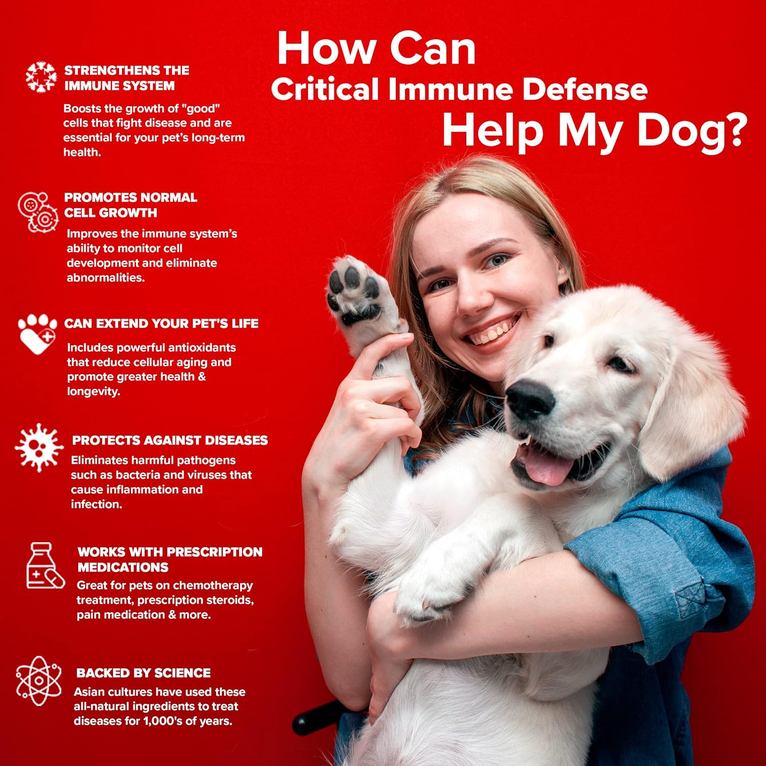 VetSmart Critical Immune Defense Formula for Dogs & Cats - Mushroom & White Turmeric - 30-Day Supply