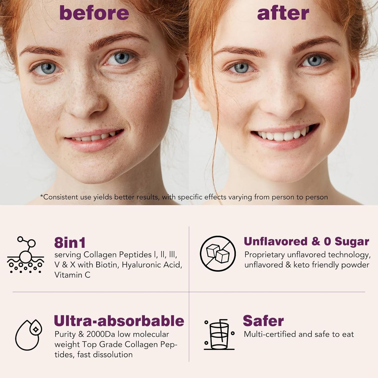 VEV Multi Collagen Peptides Powder 1lb - Hydrolyzed Collagen with Biotin, Hyaluronic Acid, Vitamin C - Supports Skin & Joints - Unflavored, Easy to Dissolve