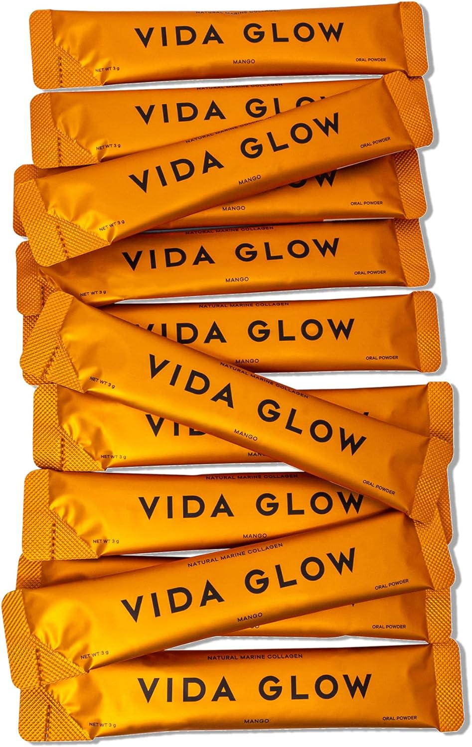 Vida Glow Marine Collagen Powder - Mango Flavor | Anti Aging Supplement for Glowing Skin, Strong Nails, Healthy Hair | 30 Servings