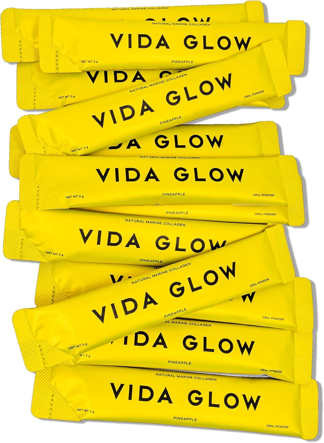 Vida Glow Pineapple Marine Collagen Sachets - Promotes Glowing Skin & Reduces Fine Lines (30 Sachets)