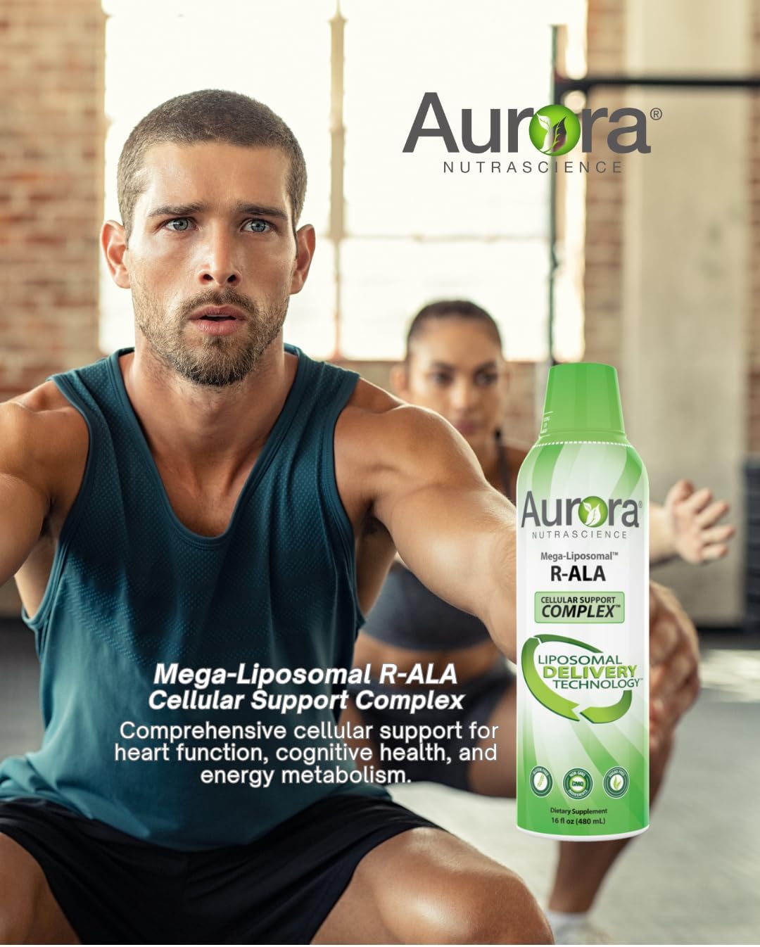 Vida Lifescience Aurora Nutrascience Mega-Liposomal R-ALA Cellular Support Complex - Gluten Free, Non-GMO, Sugar Free - 16 fl oz