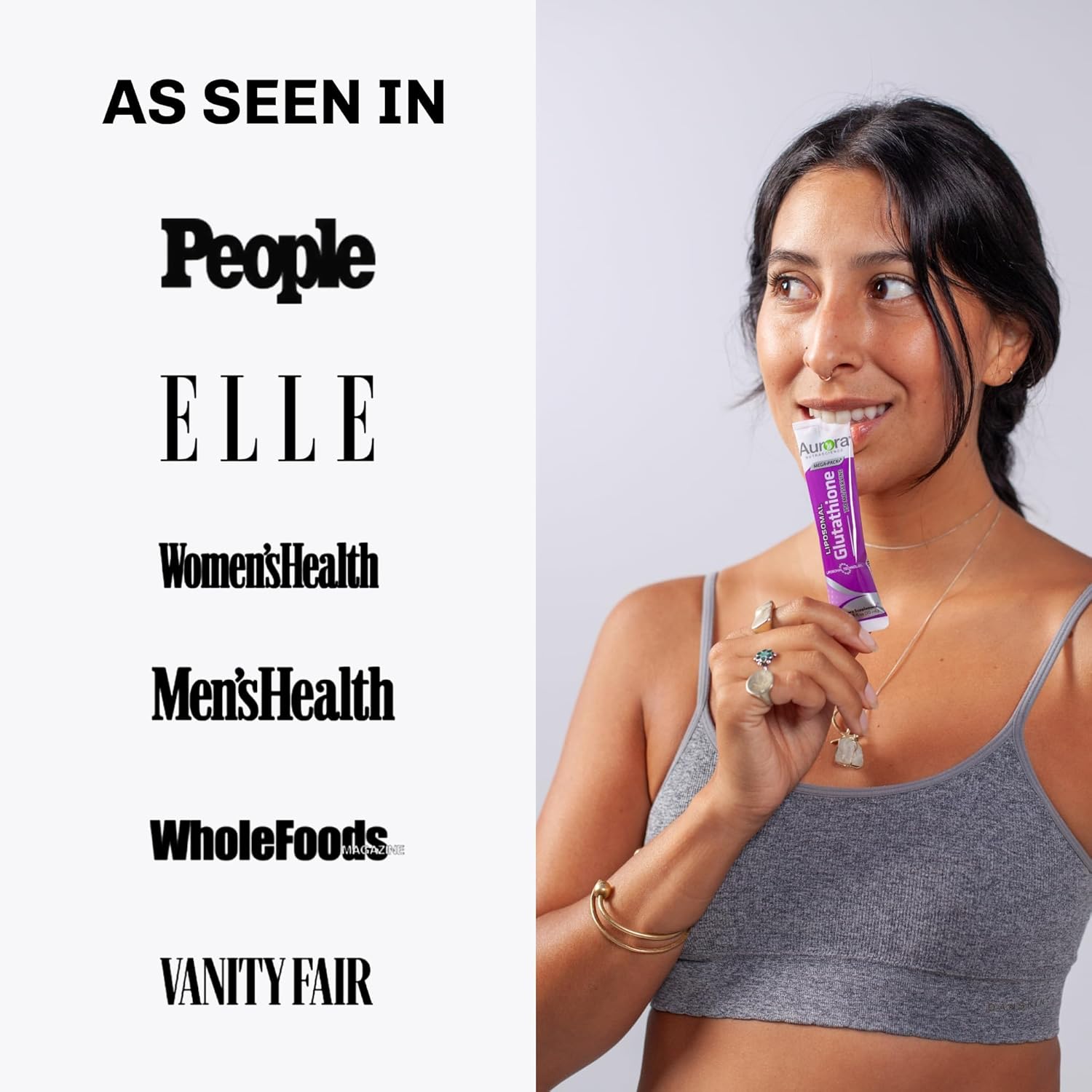 Vida Lifescience Aurora Nutrascience Micro-Liposomal Liquid Glutathione- Immune Support, Antioxidant- 500mg per Serving- 10 Packets- Gluten Free- Non-GMO- Sugar-Free- 4.6 fl oz