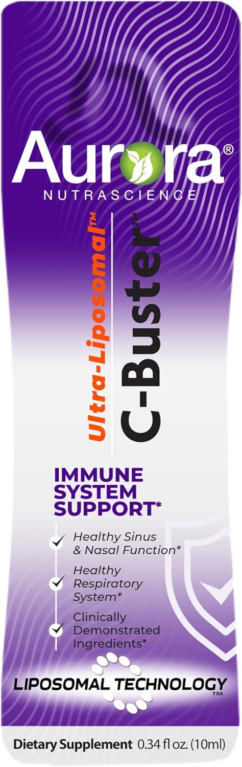 Vida Lifescience Aurora Nutrascience Ultra Liposomal C-Buster Immune System Support with Vitamin C, D, Zinc, Elderberry, Pelargonium, K & Ginseng - 30 Packets - BoostGo Australia