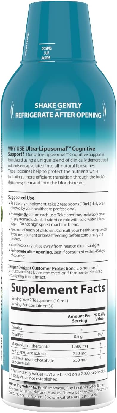 Vida Lifescience Aurora Nutrascience Ultra-Liposomal Magnesium L-Threonate for Cognitive Support, 10 fl oz - BoostGo Australia