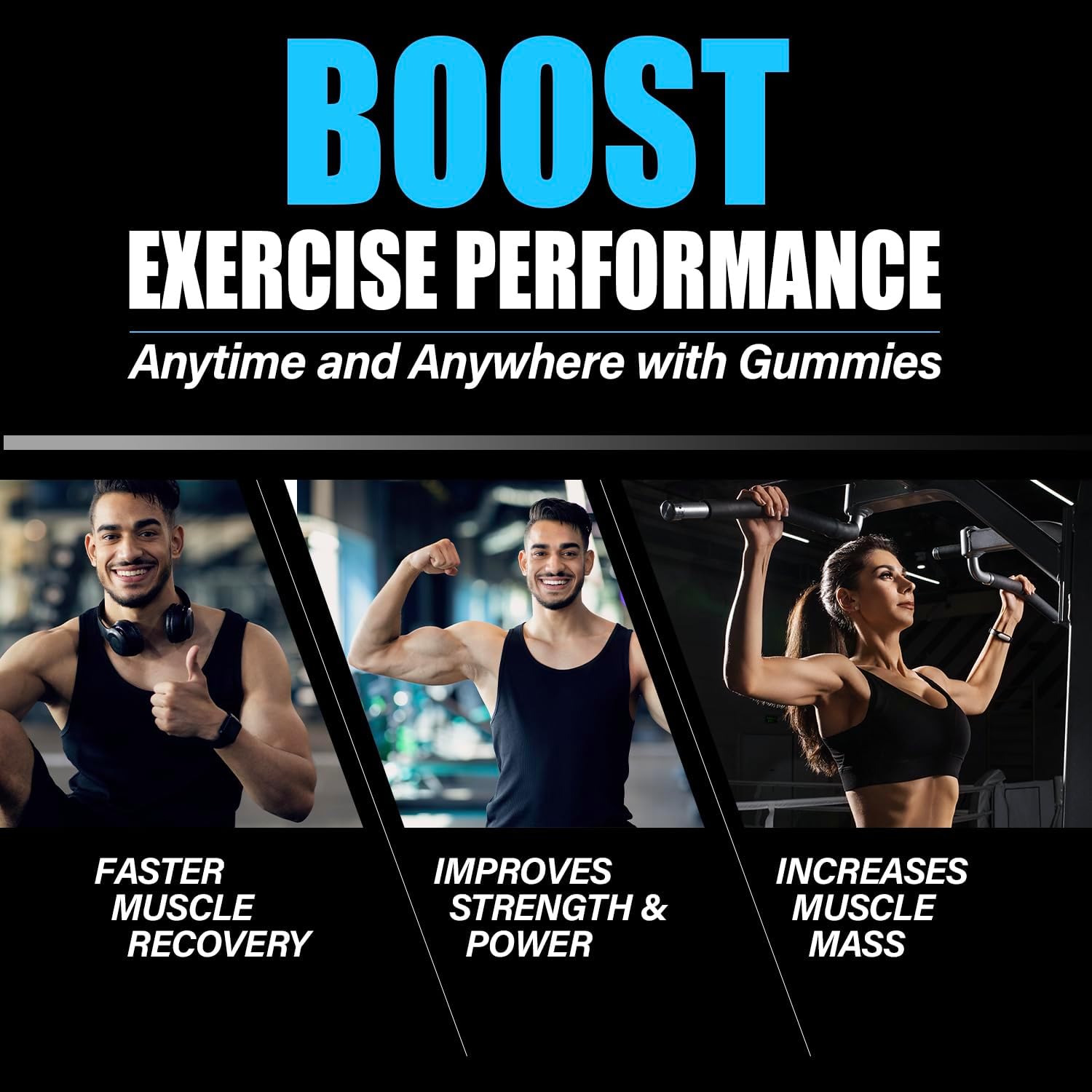 Vidabotan Blueberry Flavored Sugar-Free Creatine Monohydrate Gummies - 90 Count, 5g per Serving, Vegan Muscle Mass Supplement for Men & Women