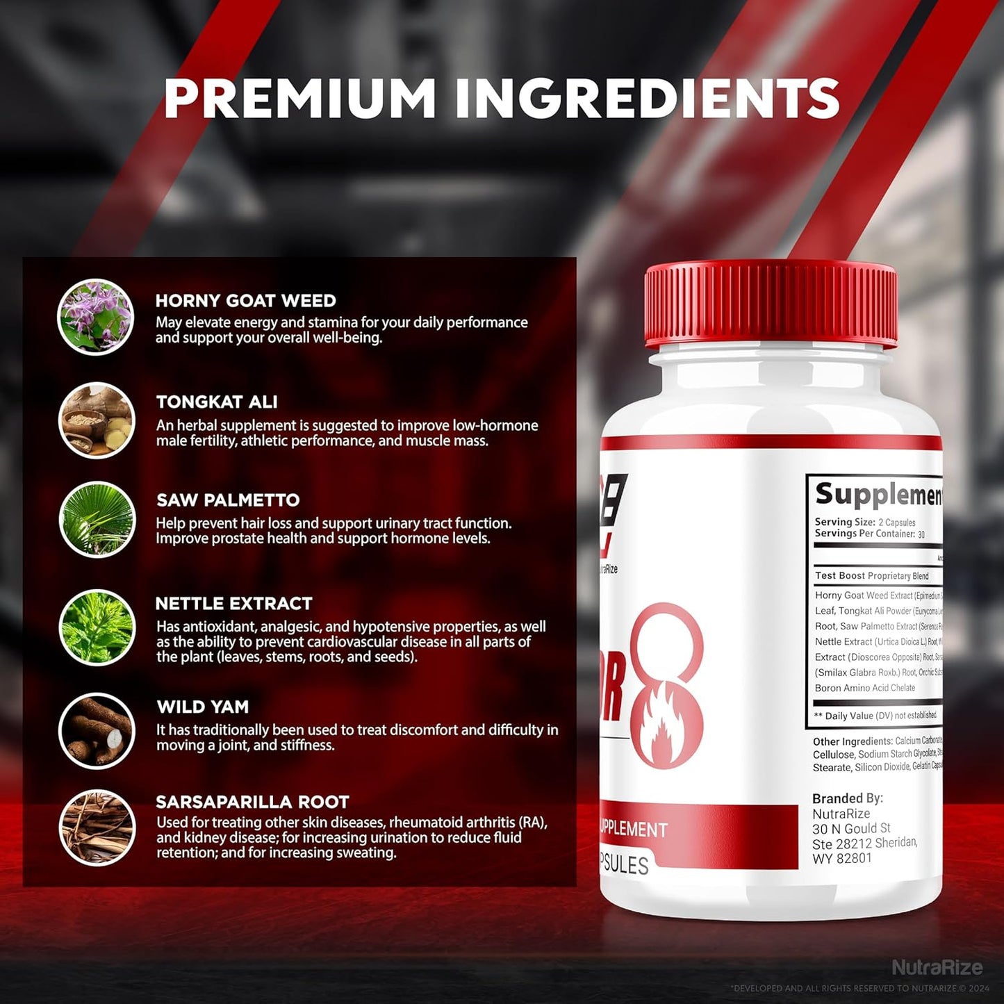 Vigor 8 Male Enhancement Formula 3-Pack - Test Boost & Stamina Booster with Horny Goat Weed & Tongkat Ali (180 Capsules)