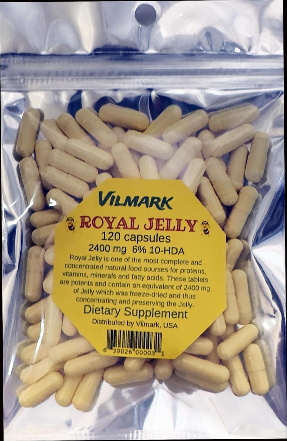 Vilmark Royal Jelly Capsules - 2400 mg Non GMO Gluten Free Supplement