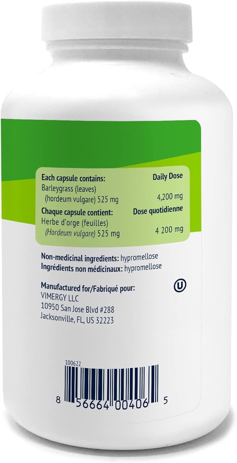 Vimergy Barley Grass Juice Capsules - Natural Cardiovascular Health Support - Non-GMO, Vegan, Gluten-Free - 240 Capsules