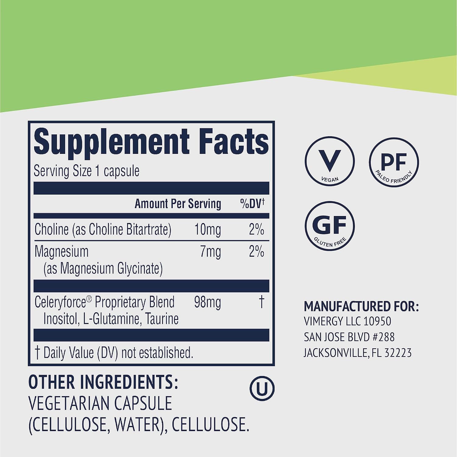 Vimergy Celeryforce Capsules - Plant-Based Nutrients for Wellness Support - Kosher, Vegan, Gluten-Free - 60 Count - BoostGo Australia