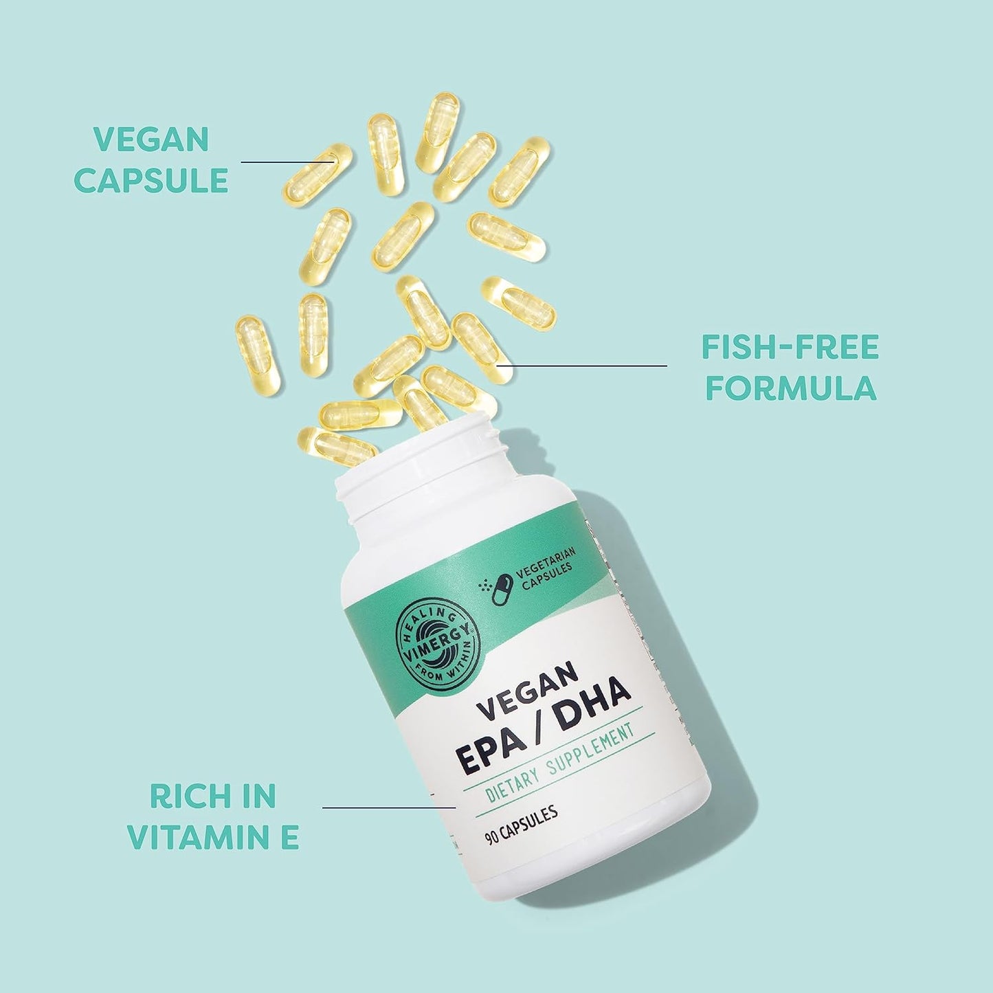 Vimergy EPA/DHA Capsules for Brain, Eye, Joint, and Cardiovascular Health - Kosher, Vegan, Gluten-Free - 90 Count - BoostGo Australia