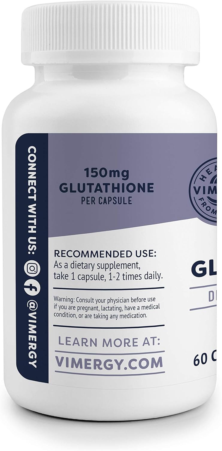 Vimergy Glutathione Capsules - Liver Detox Support and Antioxidant Superfood - Vegan, Kosher, Gluten-Free - 60 Count