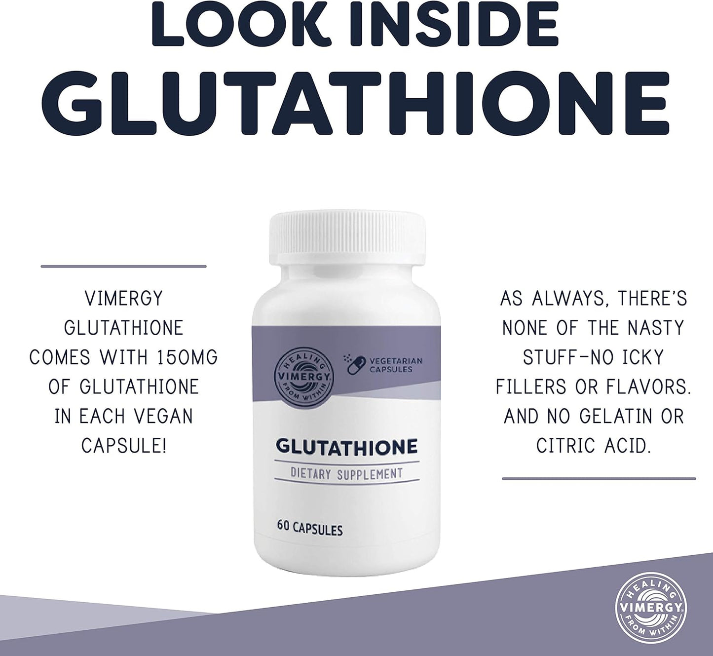 Vimergy Glutathione Capsules - Liver Detox Support and Antioxidant Superfood - Vegan, Kosher, Gluten-Free - 60 Count