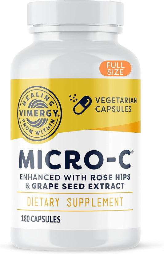 Vimergy Micro-C® Capsules - Immune Health Support - Collagen Production Booster - Joint & Bone Health - Kosher, Vegan, Gluten-Free - 180 Regular Size Capsules - BoostGo Australia