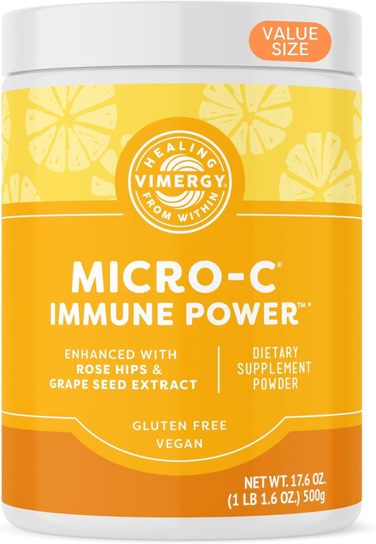Vimergy Micro-C Immune Power 500g - 278 Servings - 1000mg/serving - Antioxidant Phytonutrients - Immune & Nerve Support - Bone & Cartilage Benefits - Gluten-Free - Kosher - Vegan - BoostGo Australia