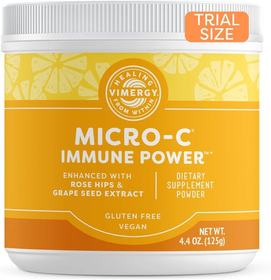 Vimergy Micro-C Immune Power Travel Size - 1000mg Servings, Gentle Antioxidant Support for Immune System, Nerves, Bones, and Cartilage - Gluten-Free, Kosher, Vegan - 125g - BoostGo Australia