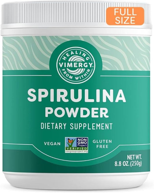 Vimergy Spirulina Powder - Plant-Based Protein for Immune & Heart Health - Vegan, Kosher, Gluten-Free - 250g - BoostGo Australia