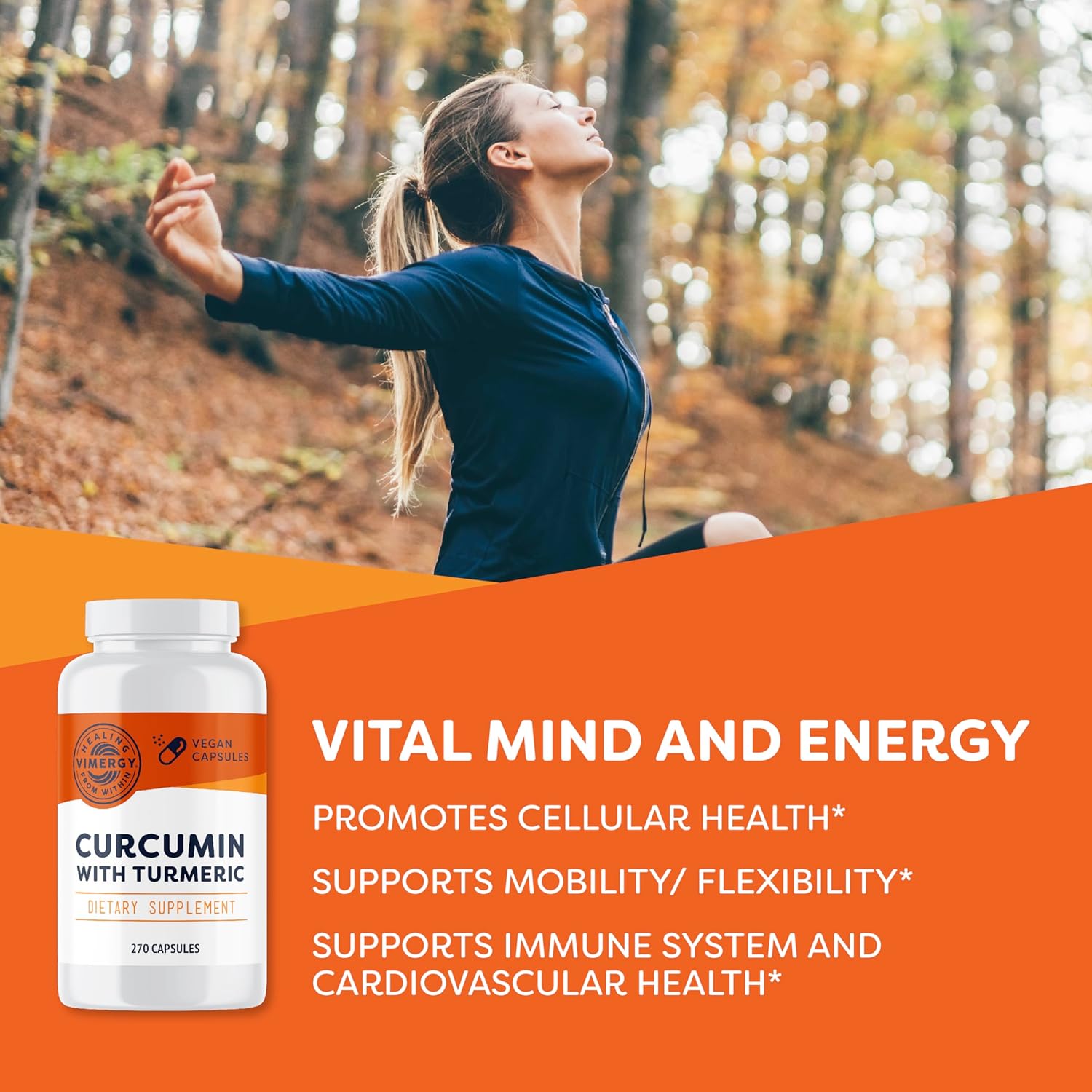 Vimergy Turmeric Curcumin Capsules for Joint Health, Memory, and Brain Function - Kosher, Vegan, Gluten-Free (270 ct.)