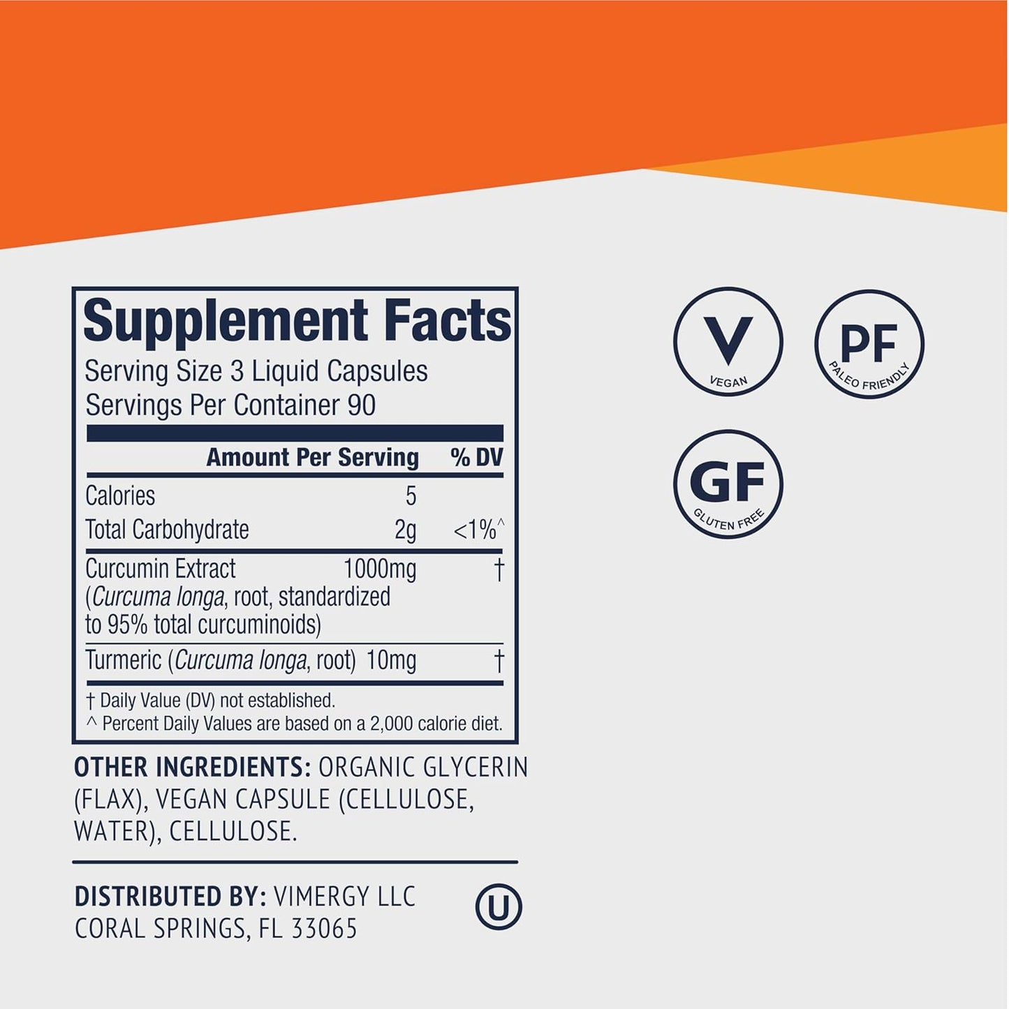 Vimergy Turmeric Curcumin Capsules for Joint Health, Memory, and Brain Function - Kosher, Vegan, Gluten-Free (270 ct.)