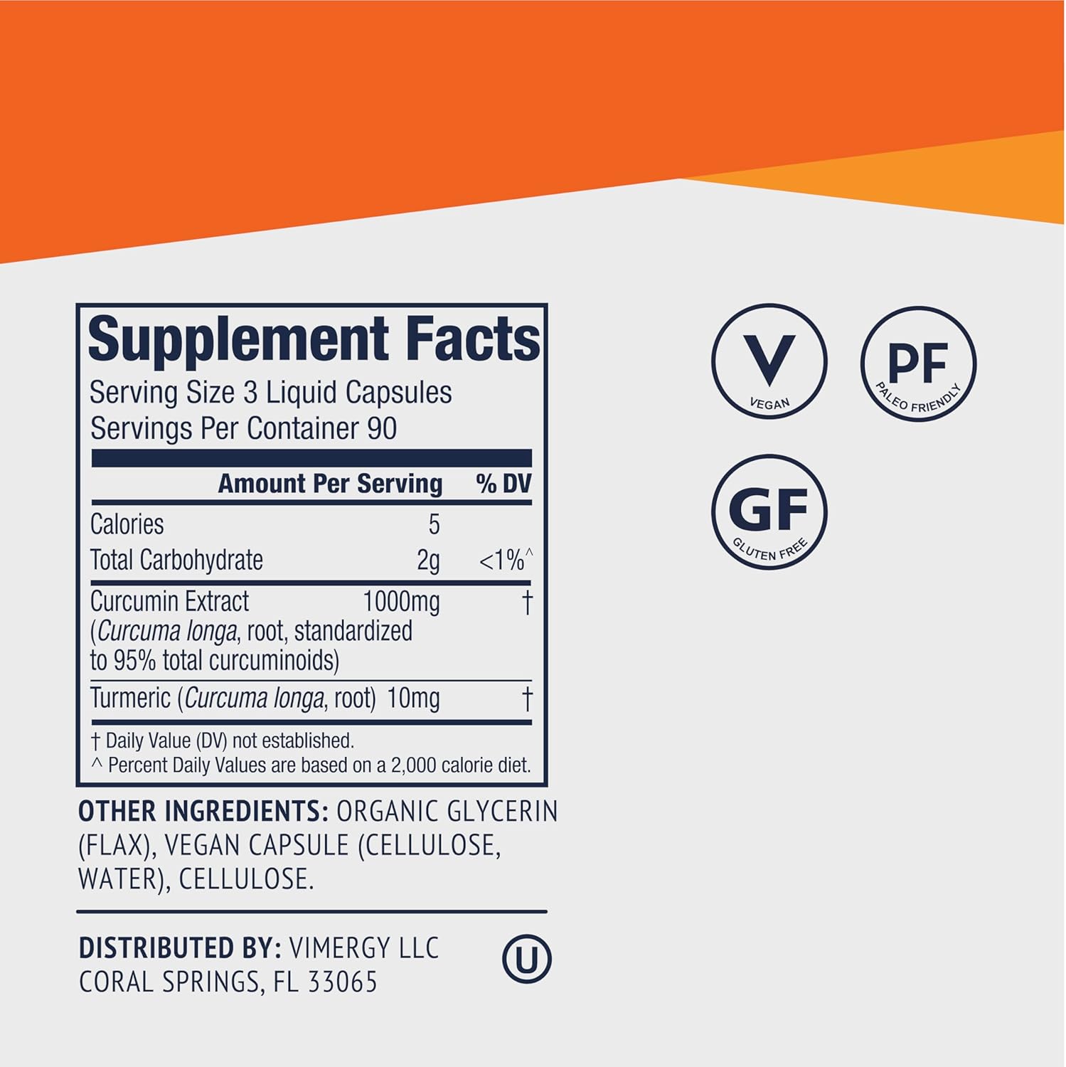 Vimergy Turmeric Curcumin Capsules for Joint Health, Memory, and Brain Function - Kosher, Vegan, Gluten-Free (270 ct.)