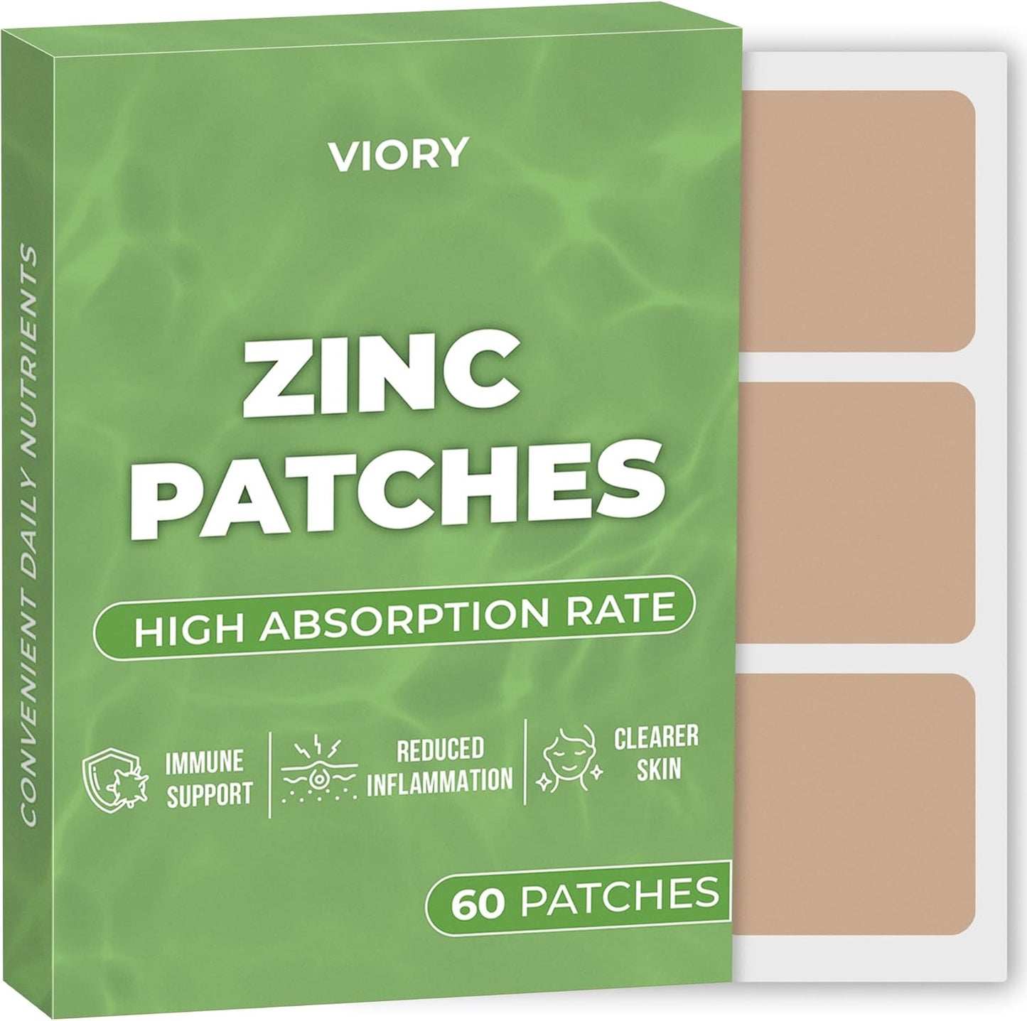 VIORY Zinc Patch with Biotin for Immune & Body Support (Pack of 60) - Natural Patches for Women and Men